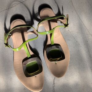 Roger Vivier Green and Beige Sandals